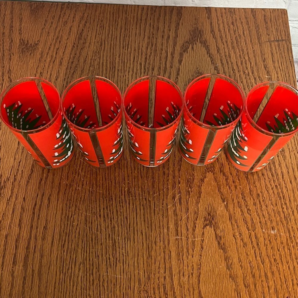 Waechtersbach Christmas Tree Tall Glasses, German set of 5 - Picture 3 of 6